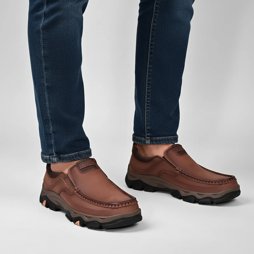 Orthopaedic Comfort Shoes for Men with Vegan Leather and Cushioned Insole, Non-Slip Rubber Sole
