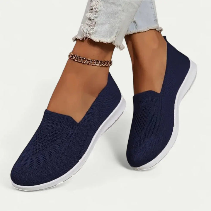 Walking Shoes for Women with Slip-On Knit Upper and Cushioned Insole, Breathable Mesh