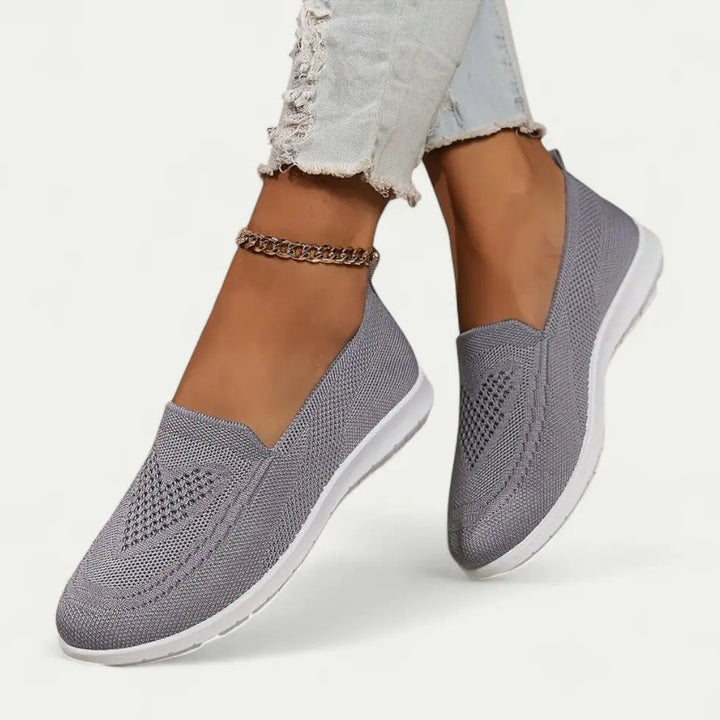 Walking Shoes for Women with Slip-On Knit Upper and Cushioned Insole, Breathable Mesh