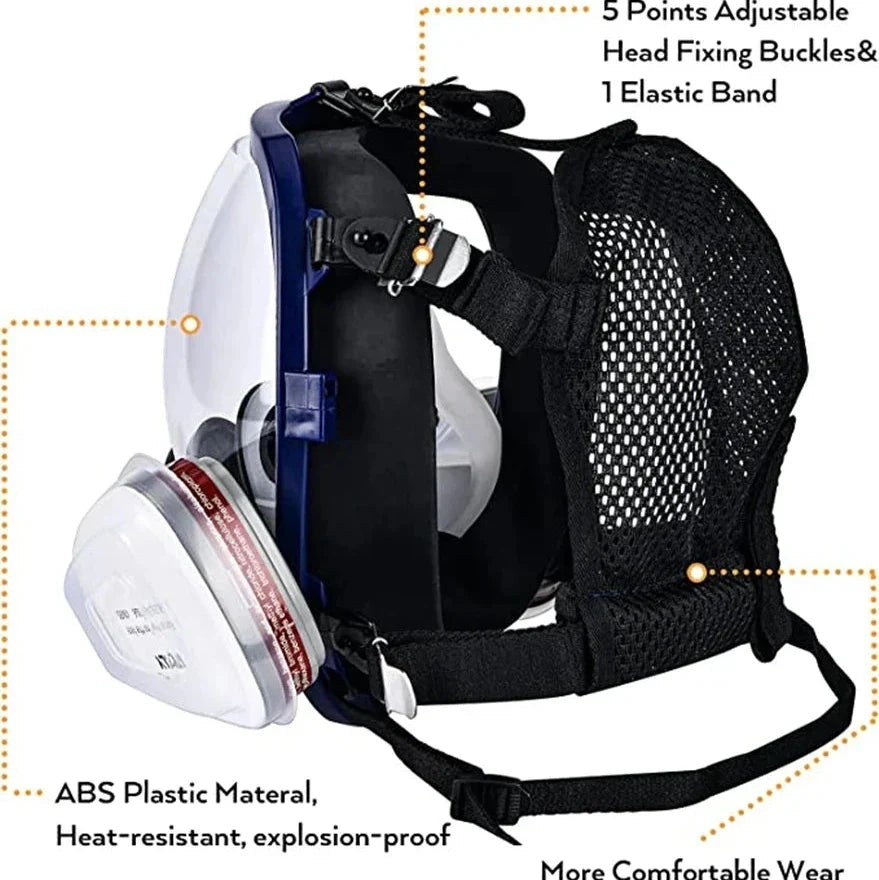 Full Face Respirator Mask with Silicone Seal and Anti-Fog Visor, 6000 Series Compatible