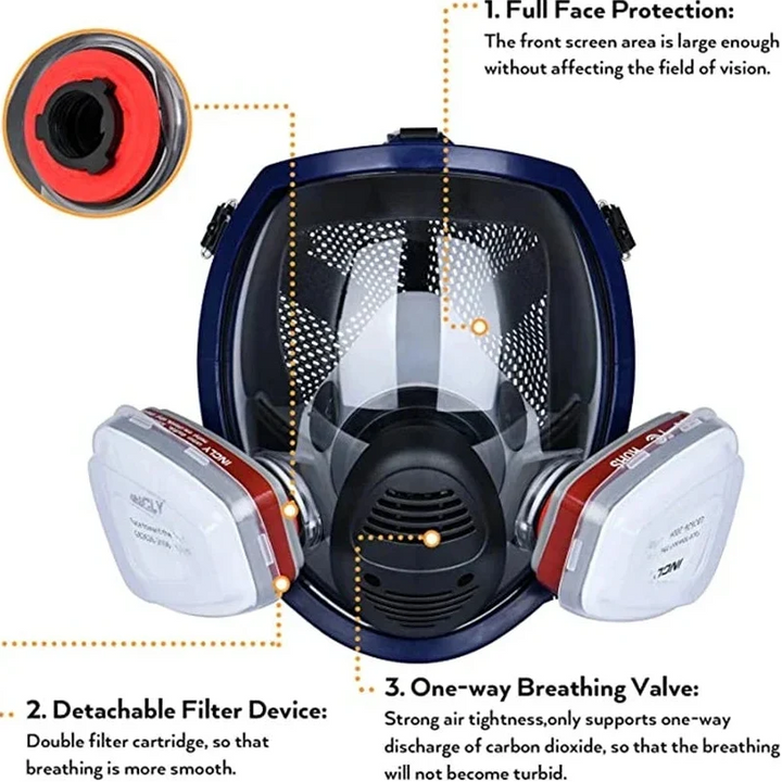 Full Face Respirator Mask with Silicone Seal and Anti-Fog Visor, 6000 Series Compatible