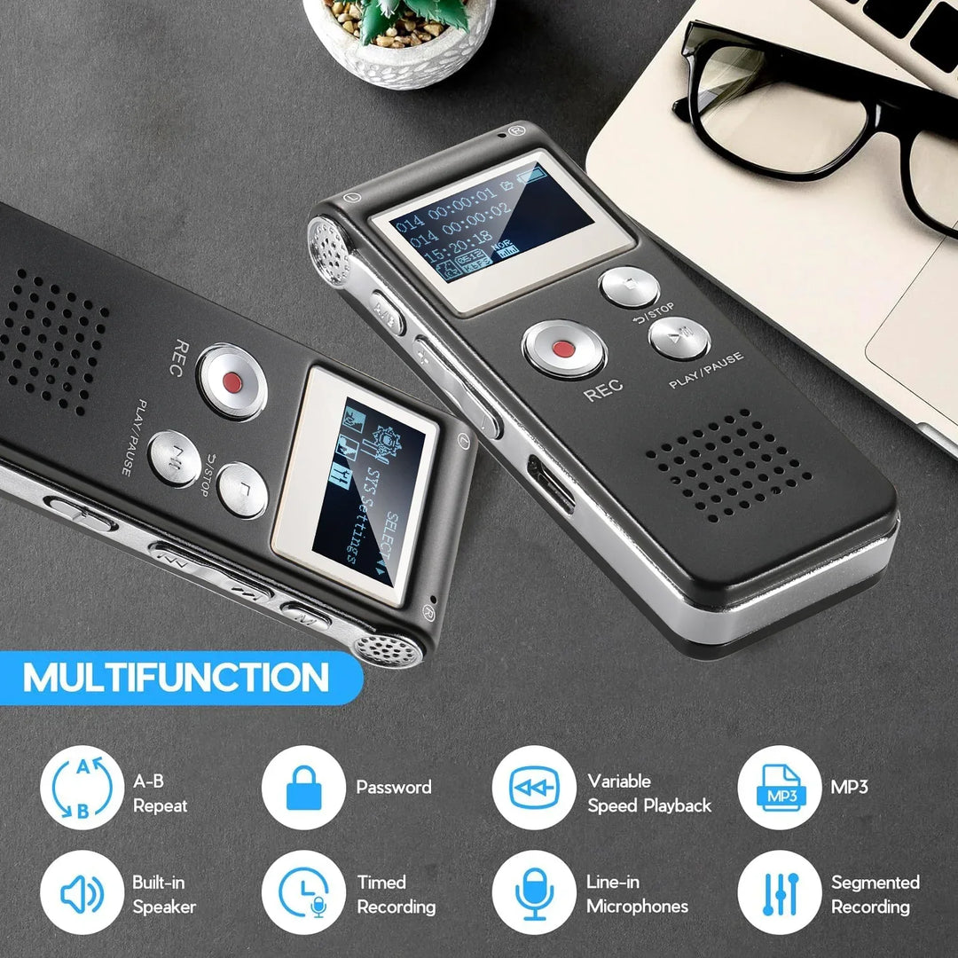 Portable Audio Recorder with WAV Playback and Compact Design