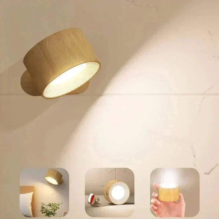 Cordless Magnetic Wall Lamp with 360° Rotation and Adjustable Brightness, 3 colour Temperatures