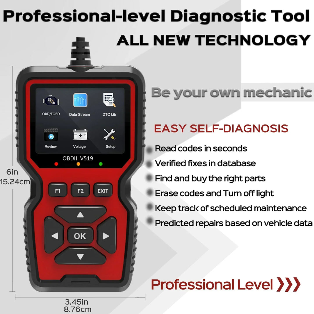 Diagnostic Code Reader with Live Data Monitoring and Freeze Frame for 1996 and Newer Vehicles