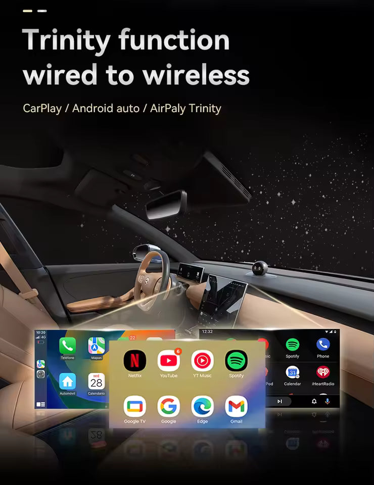Wireless CarPlay Adapter with Android Auto and Screen Mirroring for Factory Wired Systems
