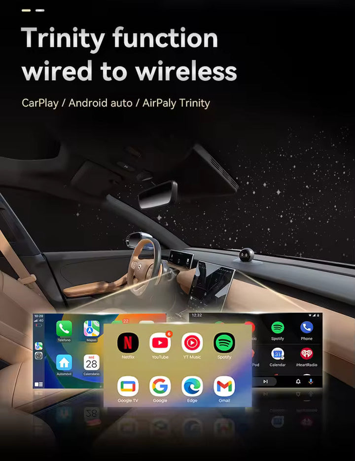 Wireless CarPlay Adapter with Android Auto and Screen Mirroring for Factory Wired Systems