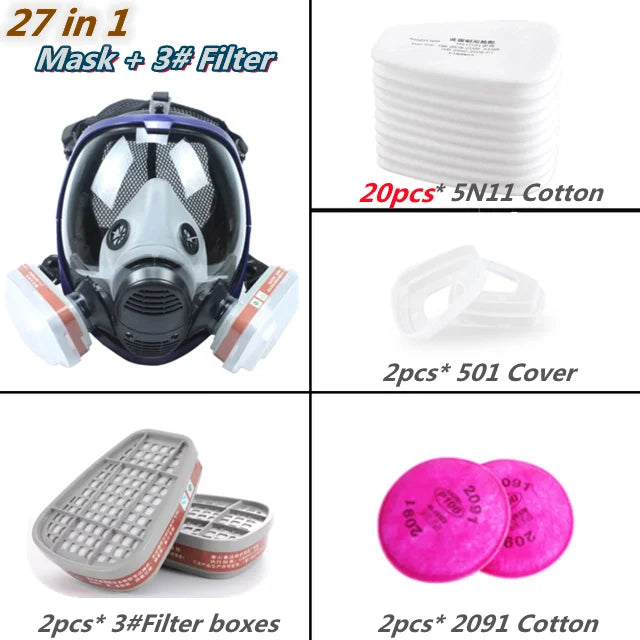 Full Face Respirator Mask with Silicone Seal and Anti-Fog Visor, 6000 Series Compatible