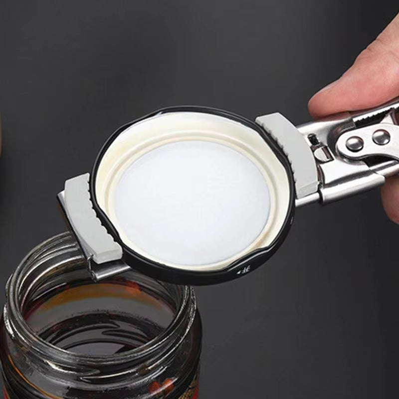 Jar Opener with Adjustable Sliding Gear and Steel Teeth, 1-4 Inch Lids