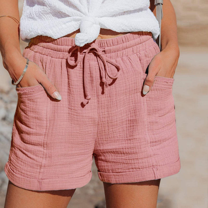 Relaxed Mid-Thigh Shorts with Drawstring Waist and Side Pockets