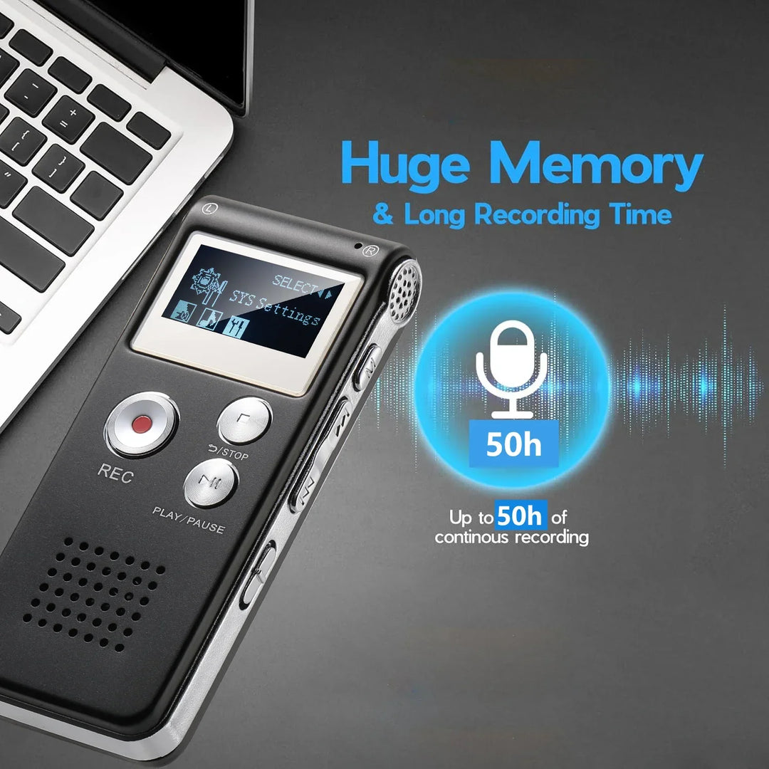 Portable Audio Recorder with WAV Playback and Compact Design