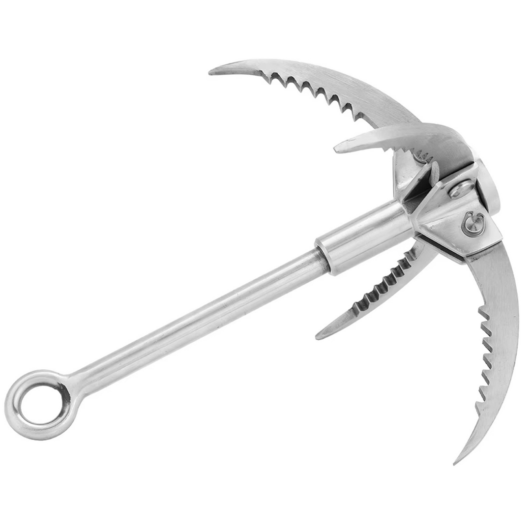 Folding Grappling Hook with Four Curved Prongs and 250lb Capacity