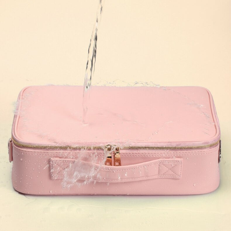 Makeup Organizer Case with Adjustable LED Mirror and Three Lighting Modes