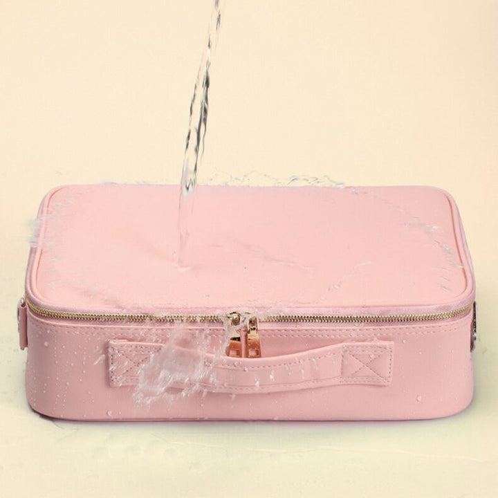 Makeup Organizer Case with Adjustable LED Mirror and Three Lighting Modes