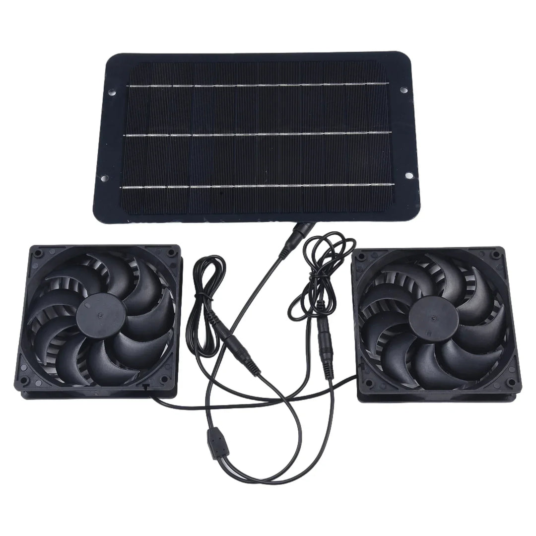 Solar Ventilation System with Dual Exhaust Fans and 10W Panel for Greenhouses