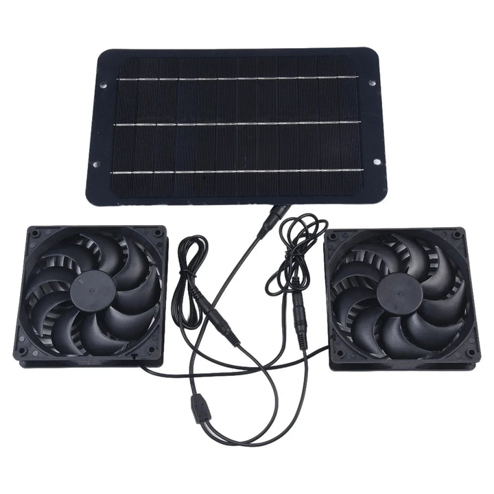 Solar Ventilation System with Dual Exhaust Fans and 10W Panel for Greenhouses