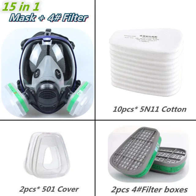 Full Face Respirator Mask with Silicone Seal and Anti-Fog Visor, 6000 Series Compatible