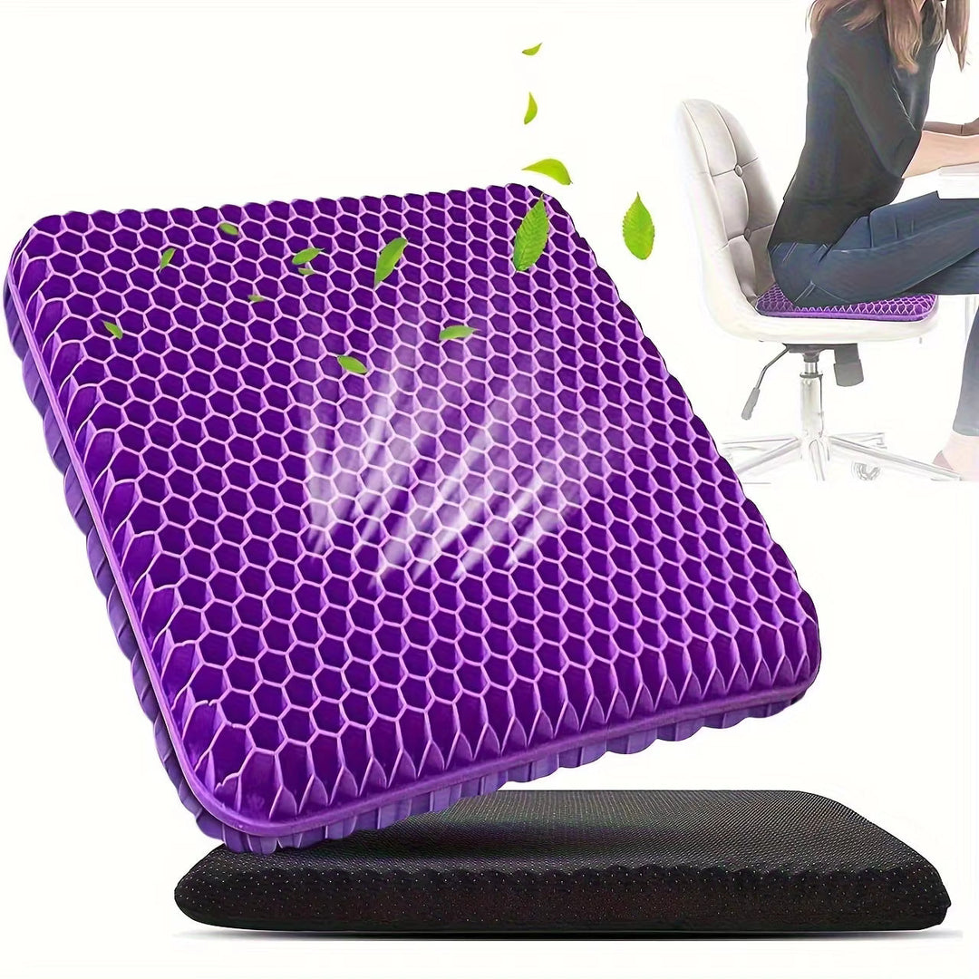 Gel Seat Cushion with Honeycomb Grid and Breathable Mesh Cover, Machine Washable