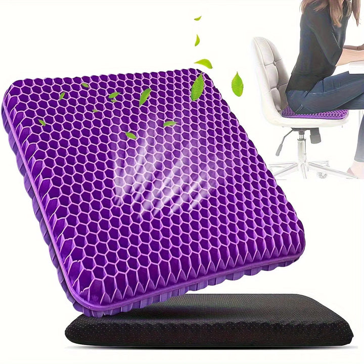 Gel Seat Cushion with Honeycomb Grid and Breathable Mesh Cover, Machine Washable
