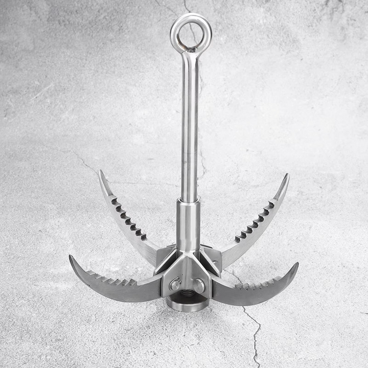 Folding Grappling Hook with Four Curved Prongs and 250lb Capacity