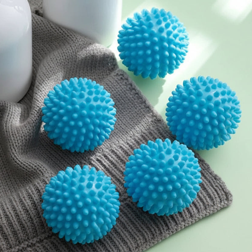 Reusable Dryer Balls with Textured Nubs and Fabric Separation, Set of 5