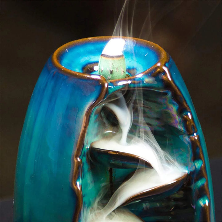 Ceramic Incense Waterfall Burner with Backflow Smoke Effect