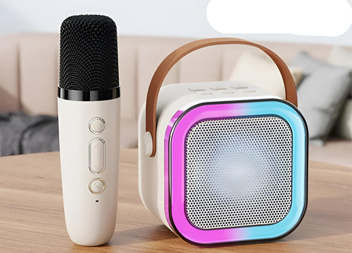 Portable Karaoke Machine with Dual Wireless Microphones and Rechargeable Battery