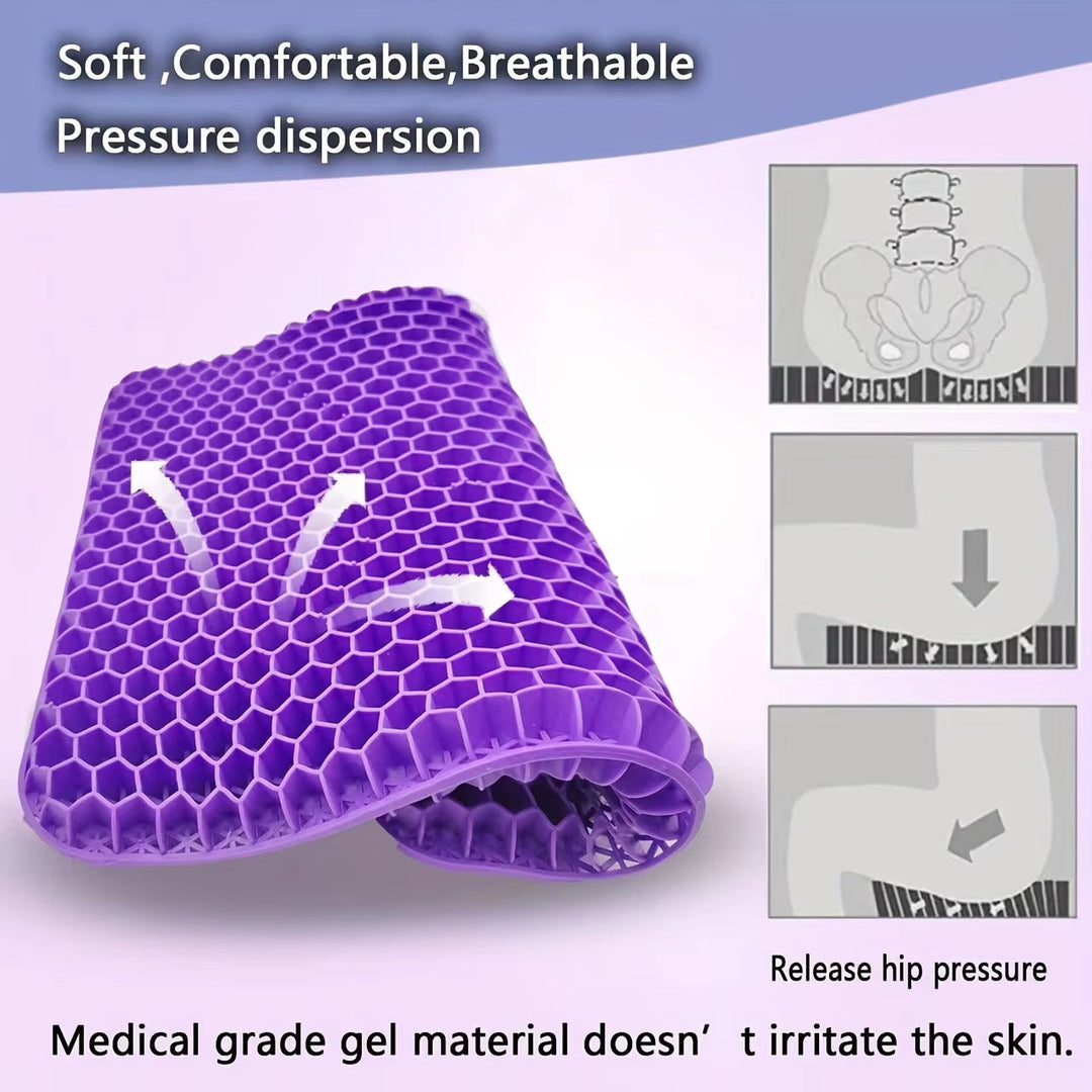 Gel Seat Cushion with Honeycomb Grid and Breathable Mesh Cover, Machine Washable