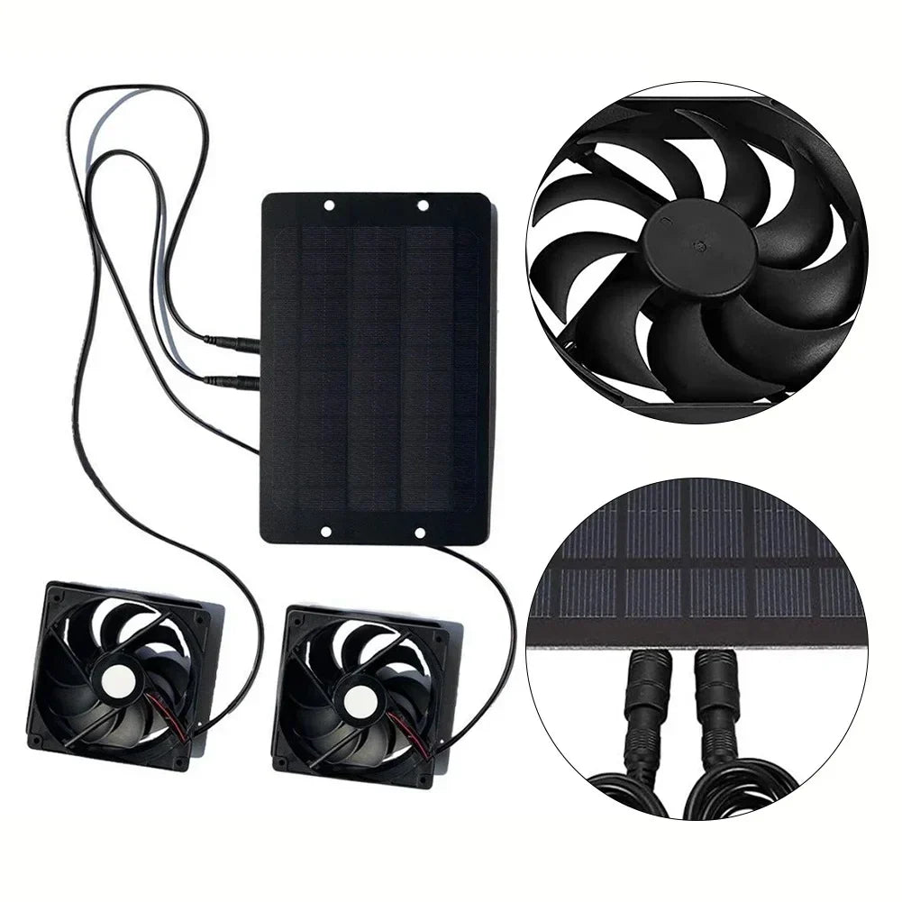 Solar Ventilation System with Dual Exhaust Fans and 10W Panel for Greenhouses