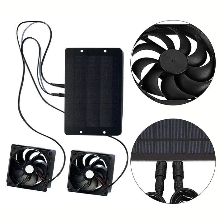 Solar Ventilation System with Dual Exhaust Fans and 10W Panel for Greenhouses