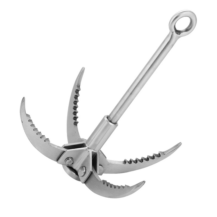 Folding Grappling Hook with Four Curved Prongs and 250lb Capacity