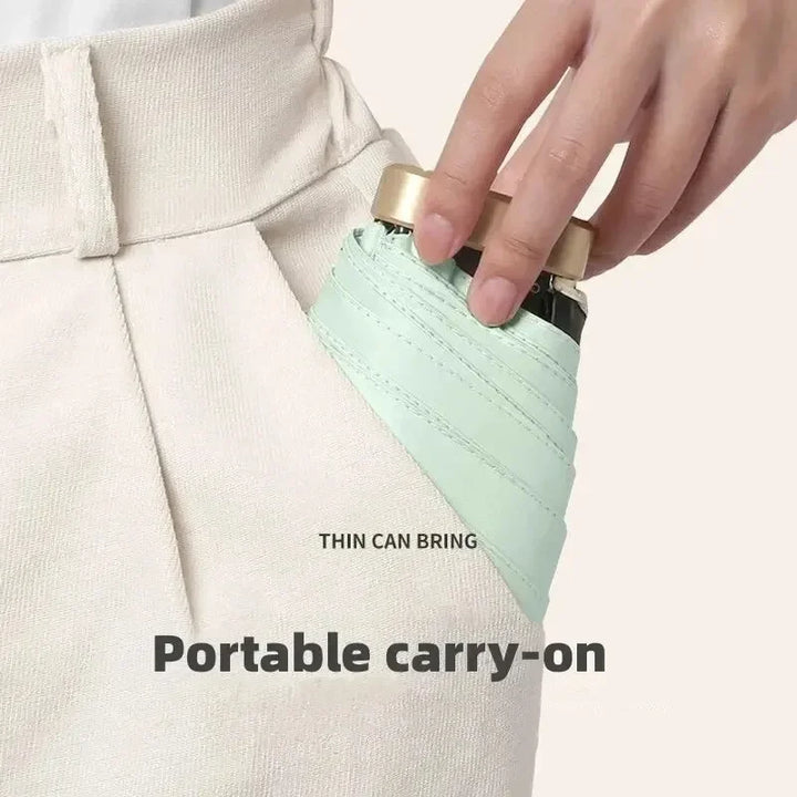 Compact Folding Umbrella with Waterproof Vinyl and UV Protection, Lightweight