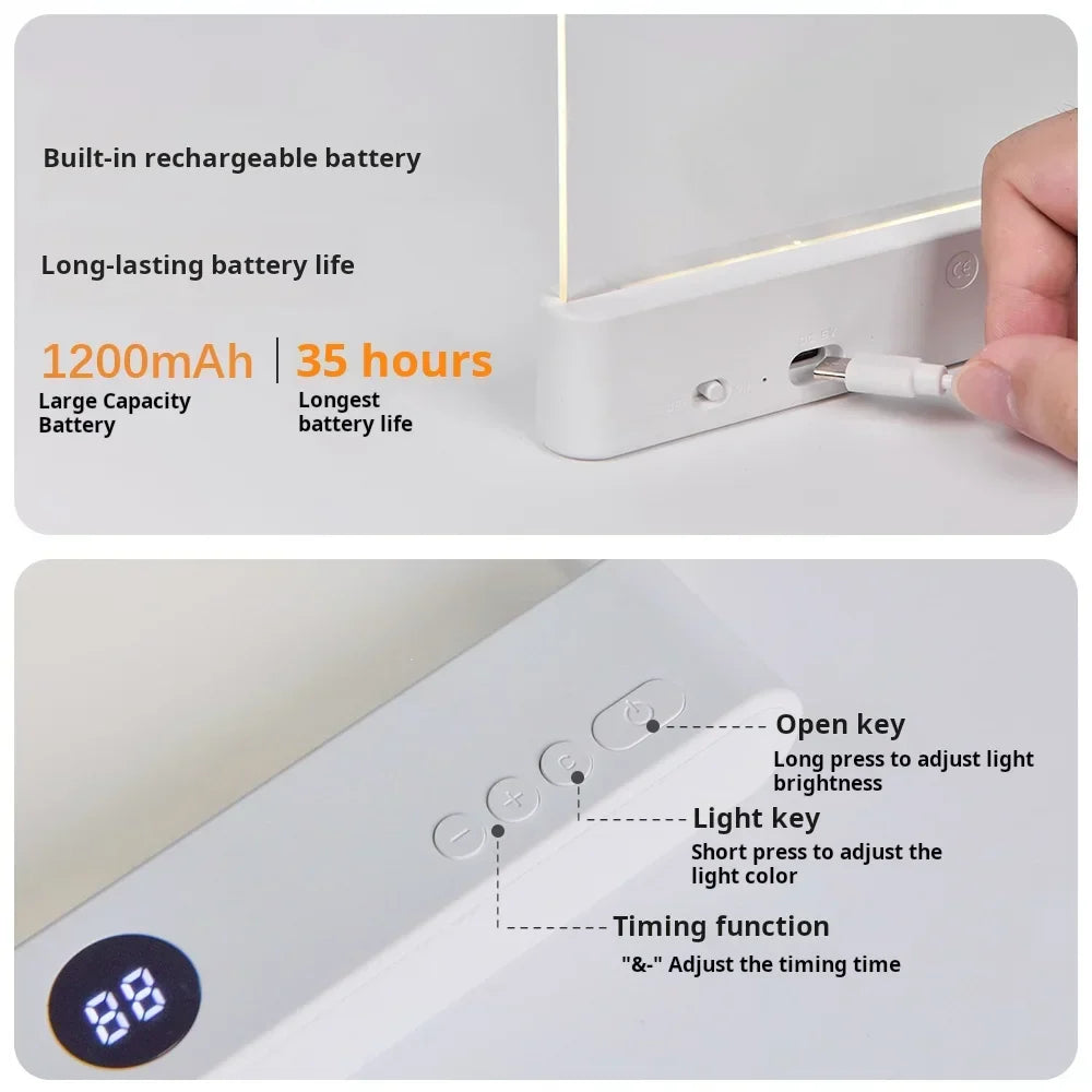 Rechargeable Clip-On Book Light with Flexible Neck and Soft LED, Travel Portable