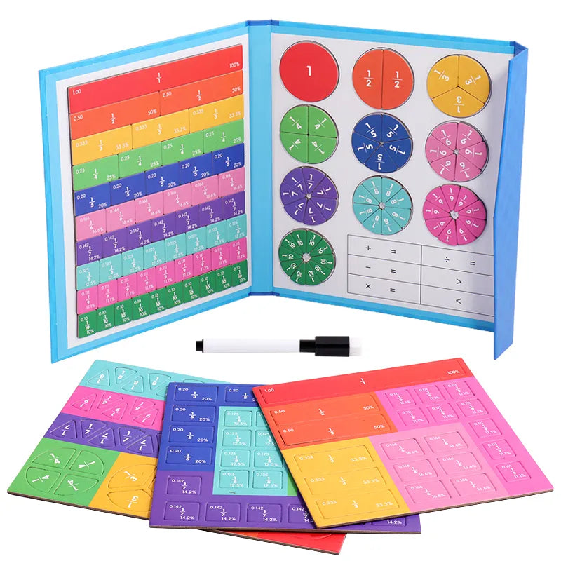 Fraction Learning Book with Magnetic Pieces and Visual colour Display