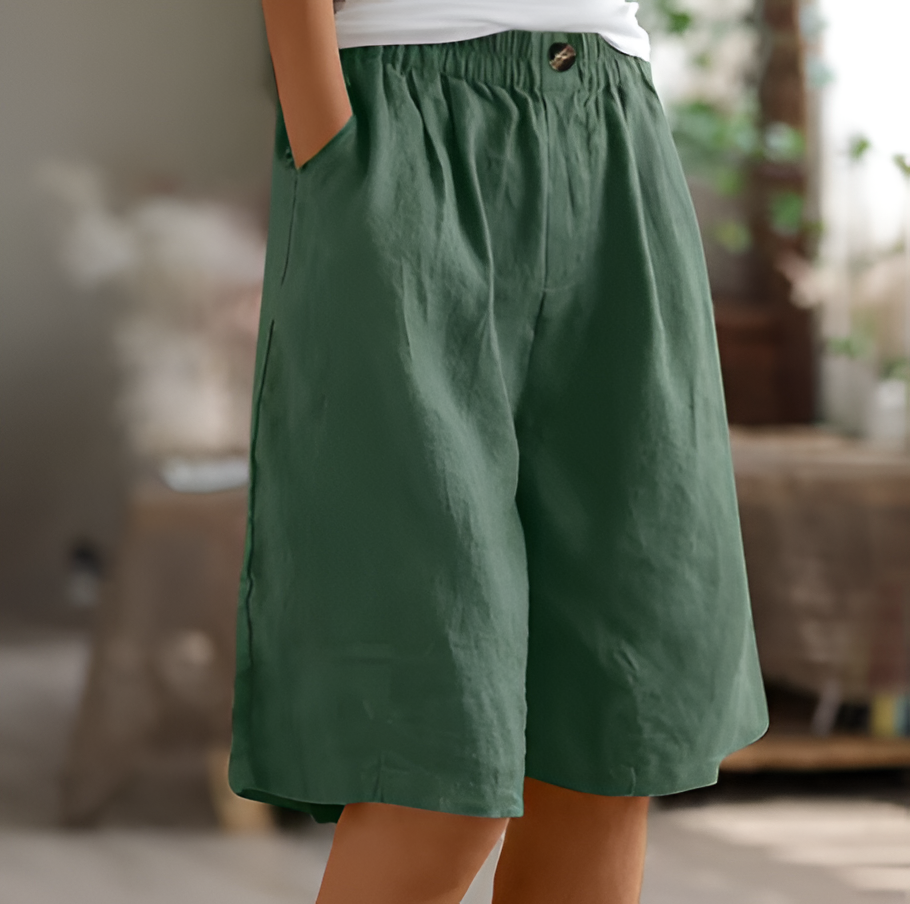 Relaxed Mid-Thigh Shorts with Elastic Waistband and Breathable Fabric, Machine Washable
