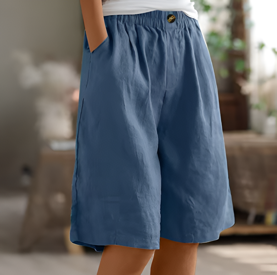 Relaxed Mid-Thigh Shorts with Elastic Waistband and Breathable Fabric, Machine Washable