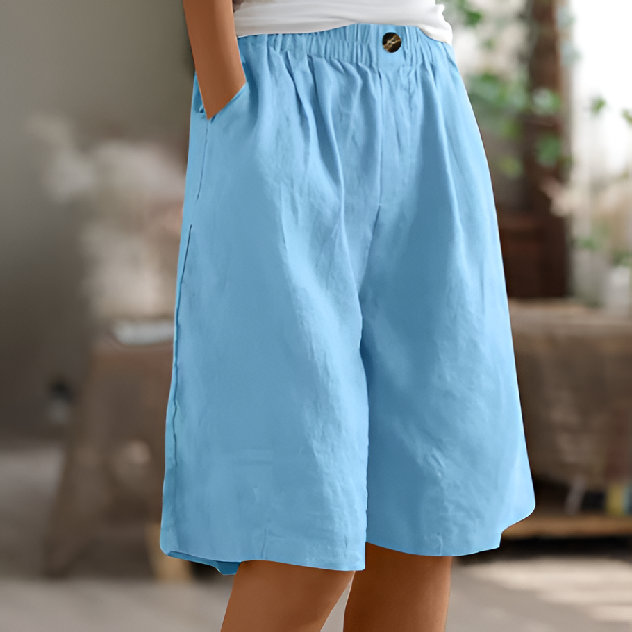 Relaxed Mid-Thigh Shorts with Elastic Waistband and Breathable Fabric, Machine Washable