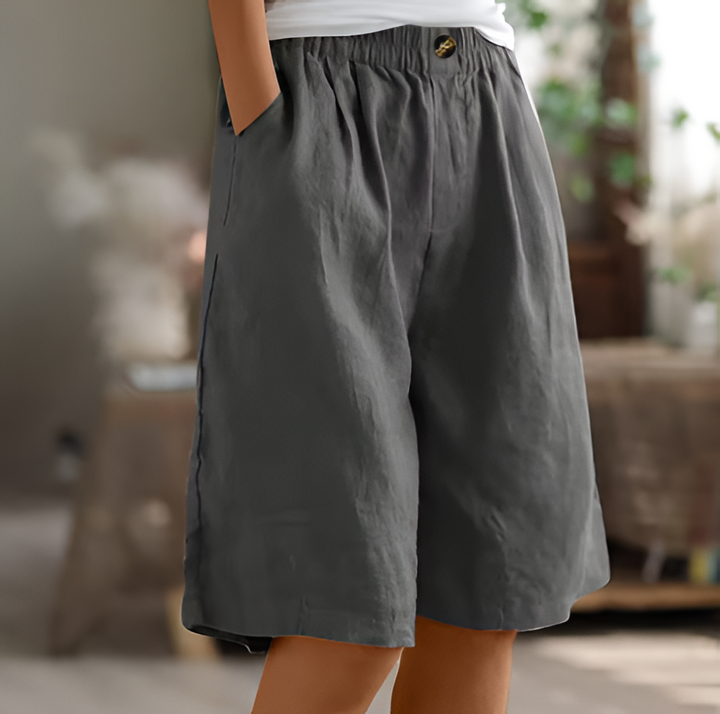 Relaxed Mid-Thigh Shorts with Elastic Waistband and Breathable Fabric, Machine Washable