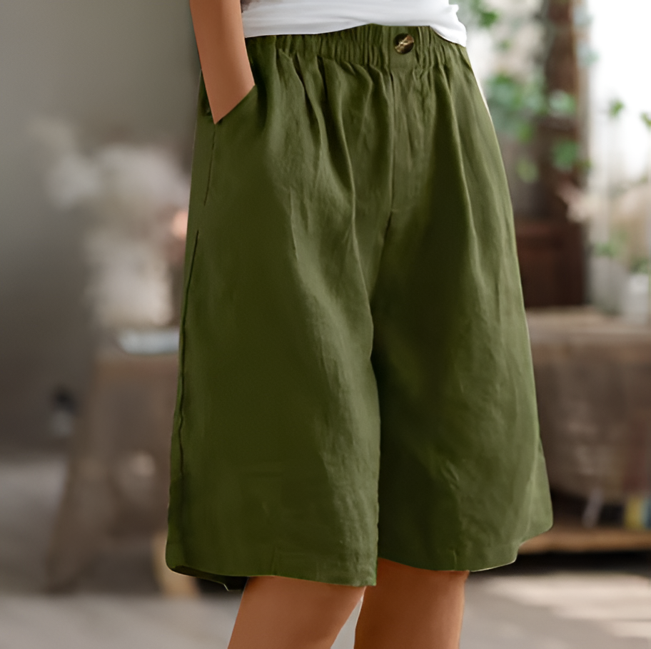 Relaxed Mid-Thigh Shorts with Elastic Waistband and Breathable Fabric, Machine Washable