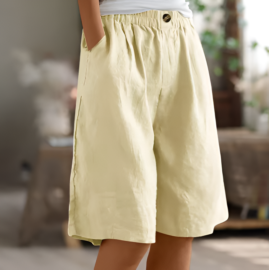 Relaxed Mid-Thigh Shorts with Elastic Waistband and Breathable Fabric, Machine Washable