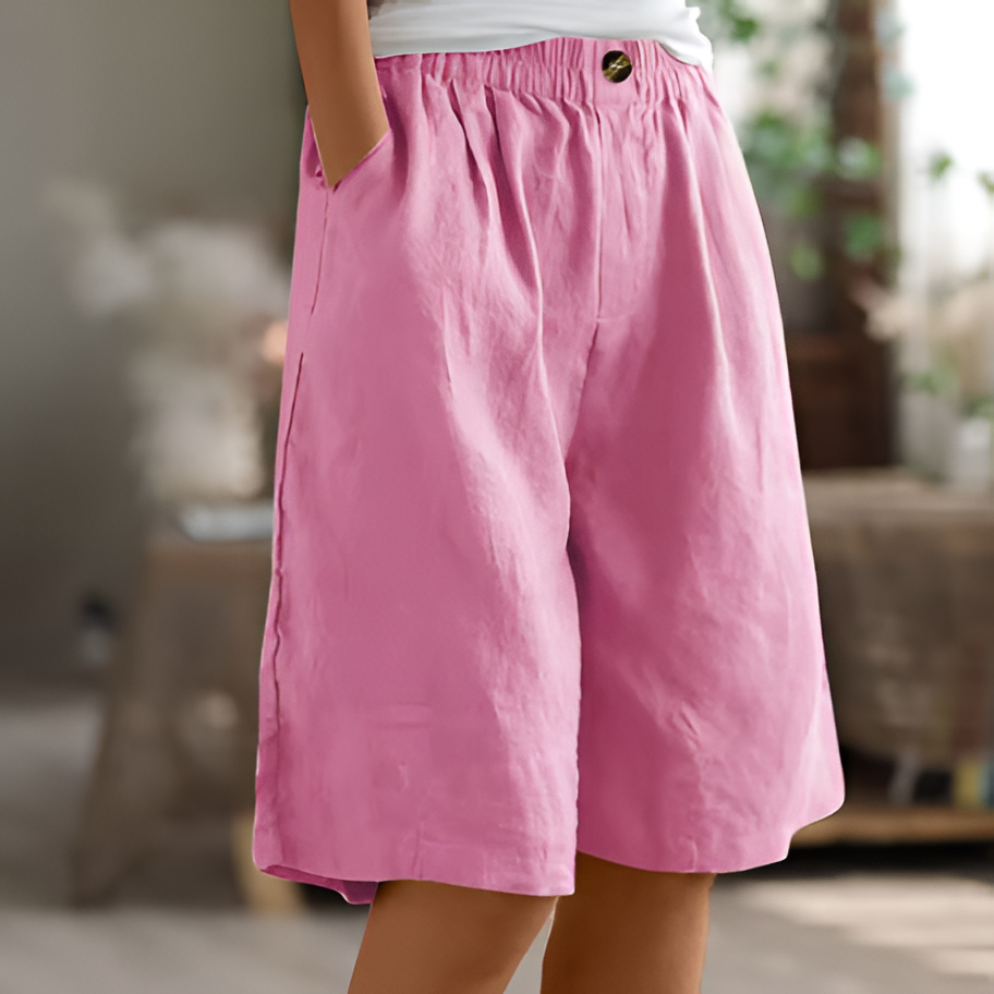 Relaxed Mid-Thigh Shorts with Elastic Waistband and Breathable Fabric, Machine Washable