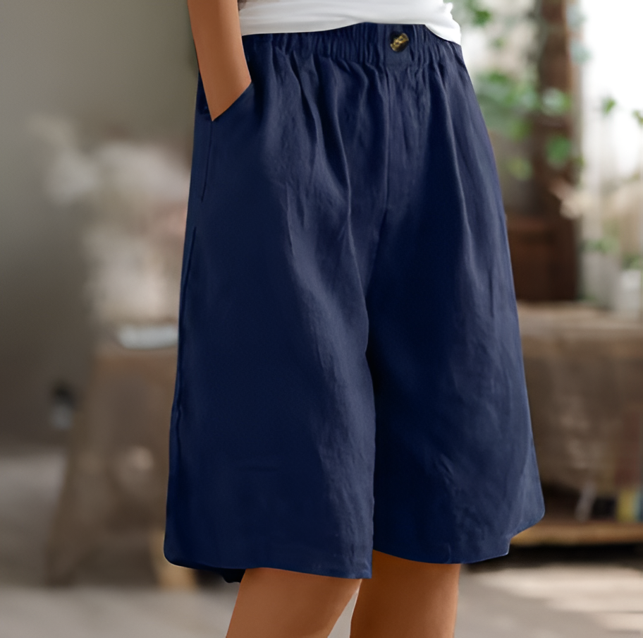 Relaxed Mid-Thigh Shorts with Elastic Waistband and Breathable Fabric, Machine Washable