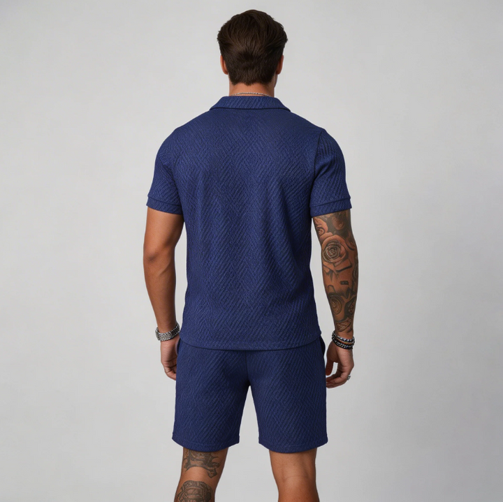 Mens Polo Shirt and Shorts Set with Moisture Wicking, Machine Washable
