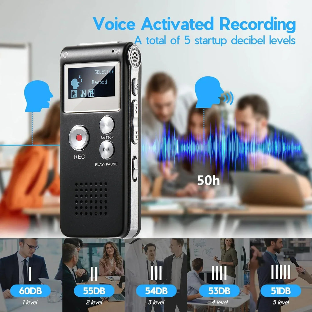 Portable Audio Recorder with WAV Playback and Compact Design
