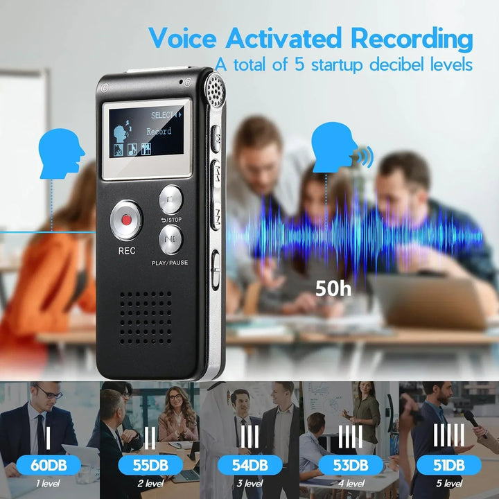 Portable Audio Recorder with WAV Playback and Compact Design
