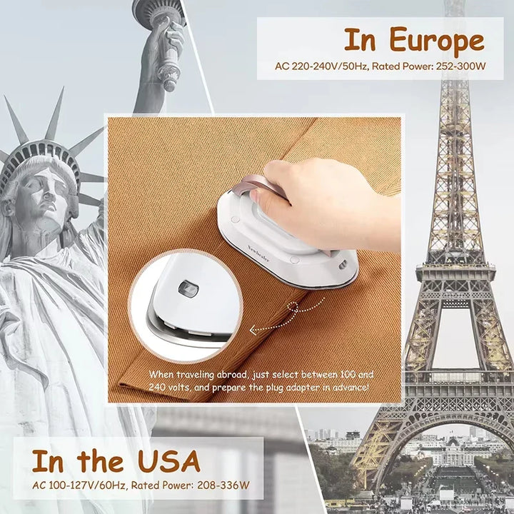 Compact Electric Iron with Foldable Handle and Rapid Heating for Travel