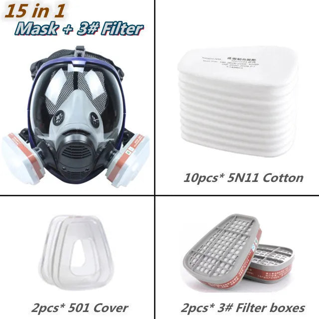 Full Face Respirator Mask with Silicone Seal and Anti-Fog Visor, 6000 Series Compatible