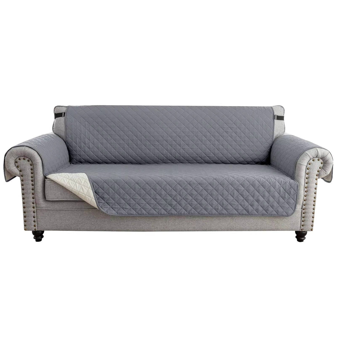 Reversible Sofa Cover for 3 Cushion Couch, Water Resistant Pet Protector with Elastic Straps