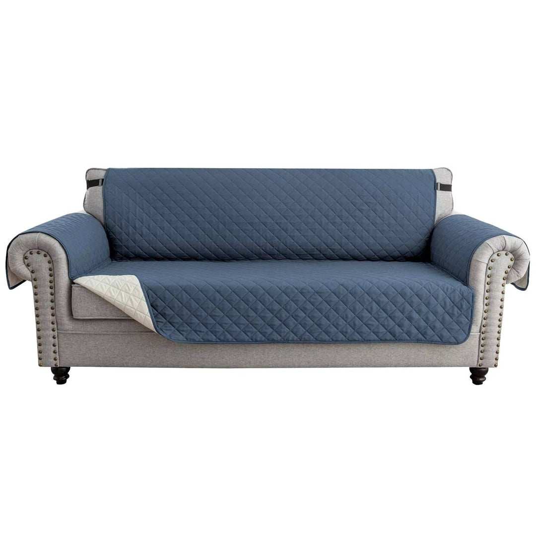 Reversible Sofa Cover for 3 Cushion Couch, Water Resistant Pet Protector with Elastic Straps