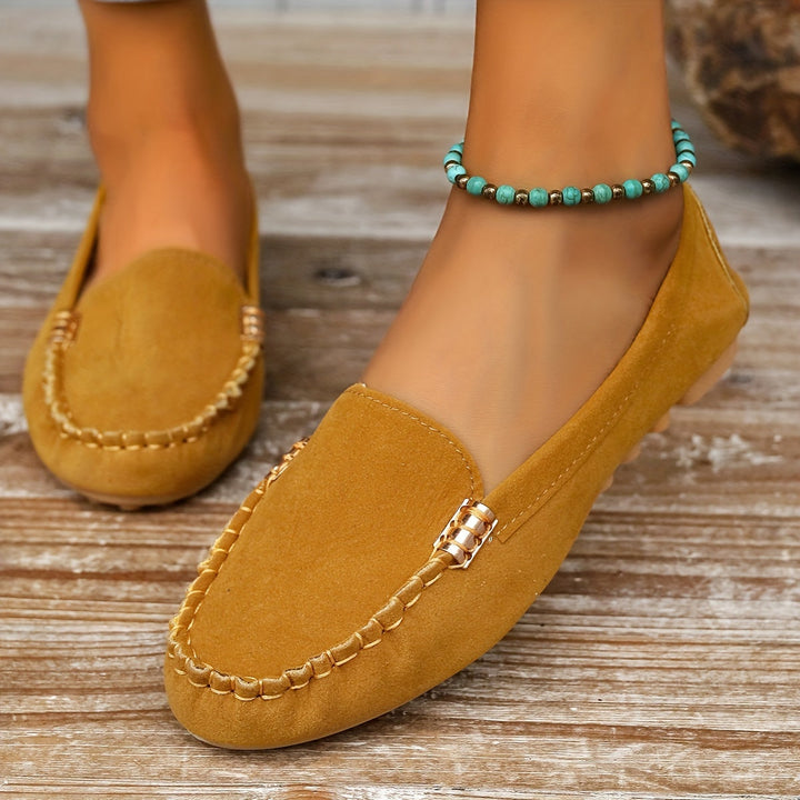 Womens Slip-On Loafers with Cushioned Insole and Flexible Rubber Sole, Microfiber Lining