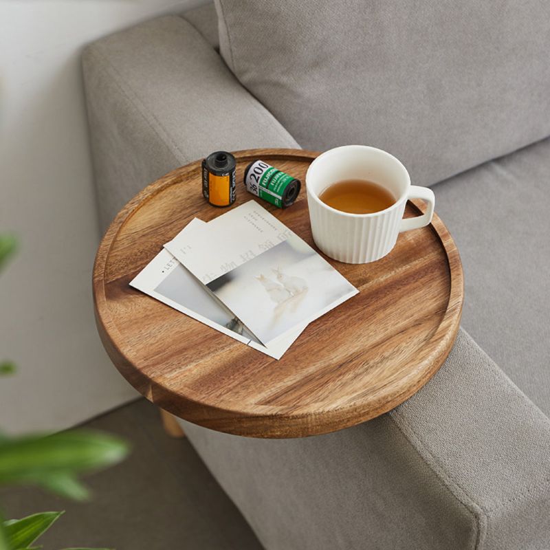 Wooden Sofa Arm Tray with Clip Attachment and Walnut Finish, 11.8in Wide